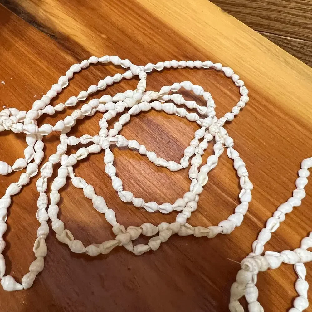Vtg Lot 4 Hawaiian White Nassa Dove Tail Shell Lei‎ Necklaces Long Beach Aloha
